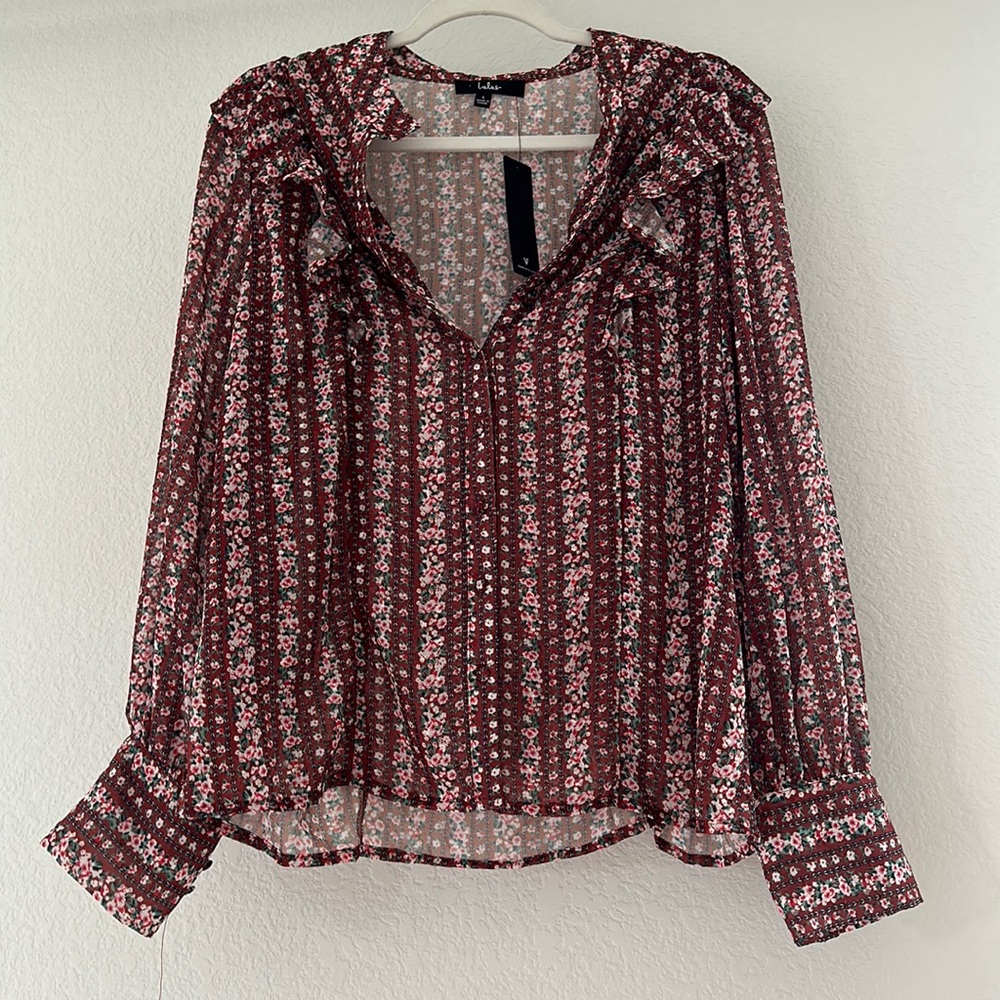 NWT Lulu’s Sheer Cottagecore Blouse